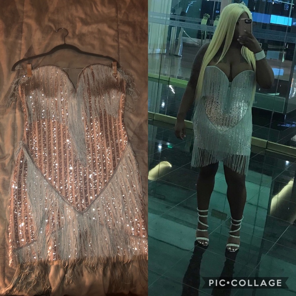 Nude & silver dress